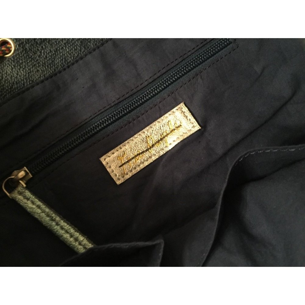 Free People Blue Denim Backpack with Metallic Aqua Front - Picture 4 of 8